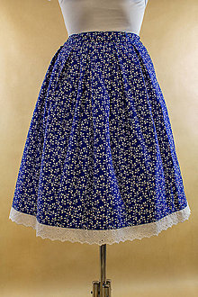 Sukne - Dámska skladaná modrá sukňa – vzor listy - 15783078_
