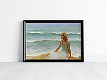 Kresby - Art Print| Maľba Dievča na pláži - 15783469_