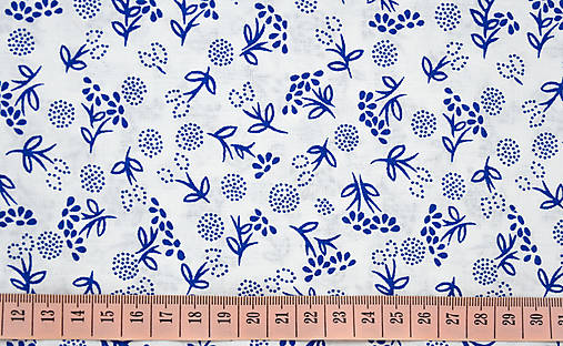 Textil - Modré kvietky na bielej 25x140 cm - 15783537_