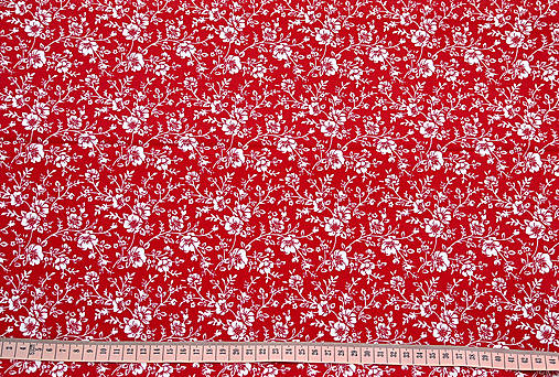 Textil - Biele kvietky na červenej 70x140 cm - 15784017_