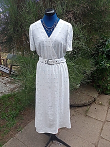 Šaty - Ľanové šaty s výšivkou bodiek - 15783385_