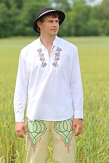 Pánske oblečenie - Pánska ľudová vyšívaná košeľa Andrej - 15783651_