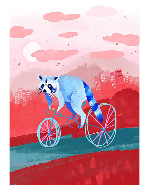 Grafika - Mývalík na bicykli  - 15783721_