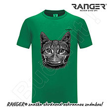 Topy, tričká, tielka - Tričko RANGER® - MAČKA S RÚŠKOM (Zelená) - 15783901_