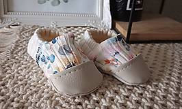 Detské topánky - Capačky maľované rebro kvietky 10,5cm - 15786927_