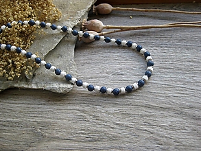 Pánske šperky - Pánsky náhrdelník okolo krku - chirurgická oceľ (modro biely námorník guličkový, č. 3737) - 15786324_