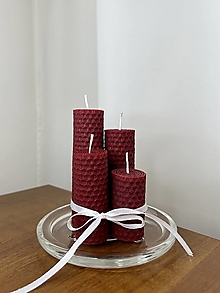 Sviečky - Adventná sada sviečok z včelieho vosku  (Červená) - 15785118_