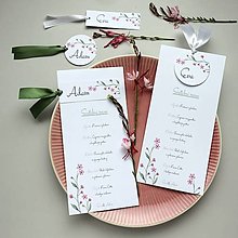 Papiernictvo - Nezábudky ružové - tlačoviny na svadobný stôl - 15786612_