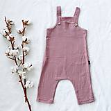 Detské oblečenie - Mušelínové nohavice na traky - trakáče ružové - 15785442_