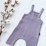 Detské oblečenie - Mušelínové nohavice na traky - trakáče fialové - 15785579_