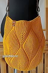 Kabelky - Háčkovaná bavlnená kabelka s 3D vzorom (Žltá) - 15786541_