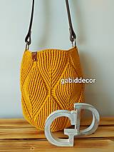 Kabelky - Háčkovaná bavlnená kabelka s 3D vzorom (Žltá) - 15786545_