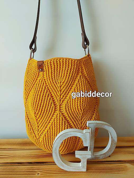 Háčkovaná bavlnená kabelka s 3D vzorom (Žltá)