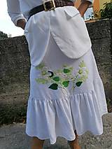 Sukne - sukňa biela - zelené kvety - 15784835_