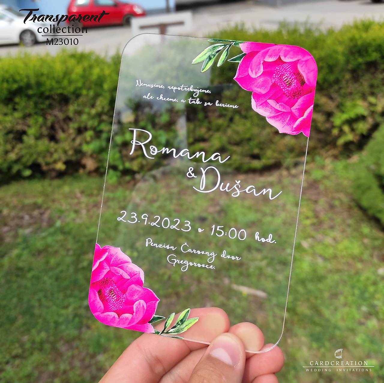 Transparentné svadobné oznámenie M23010