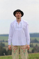 Pánske oblečenie - Pánska ľudová vyšívaná košeľa Ďuro - 15786102_