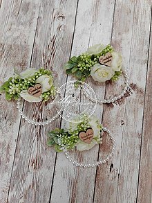 Svadobné pierka - Svadobný greenery náramok s perličkami a textom - 15787543_