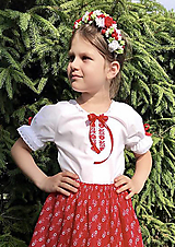 Detské oblečenie - Dievčenská folklórna blúzka Katka červená  - 15787516_