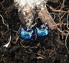 Náušnice - Náušnice mačičky s trblietkami (Modrá) - 15788409_