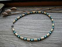 Pánske šperky - Pánsky náhrdelník okolo krku drevený - chirurgická oceľ - 15788657_