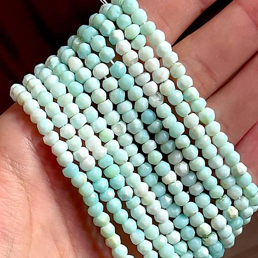 Minerály - Modrý opál Peru brúsené rondelky návlek / 4,5-5mm - 15791170_