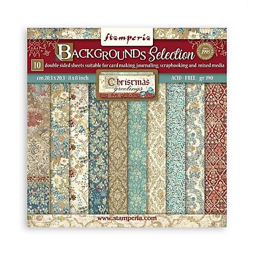  - Scrapbook papier Stamperia Christmas greetings Backgrounds 8x8 - 15791616_