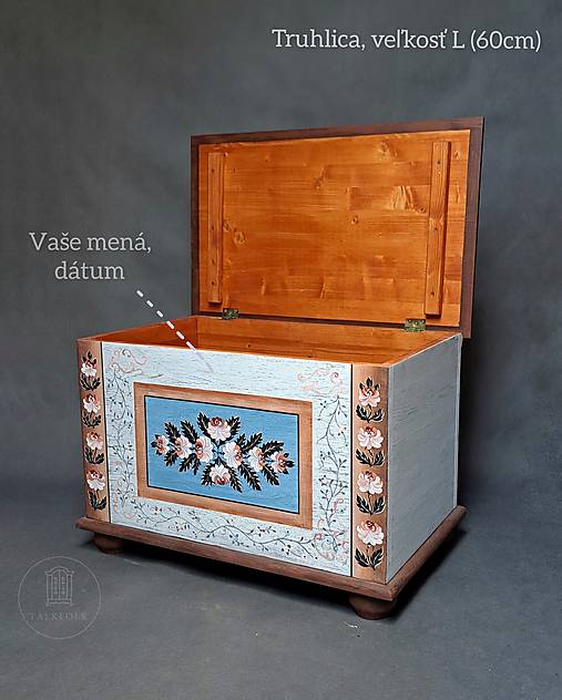 Maľovaná svadobná truhlica II (rôzne veľkosti) (L - D60cm-Š37cm-V42cm (masív))