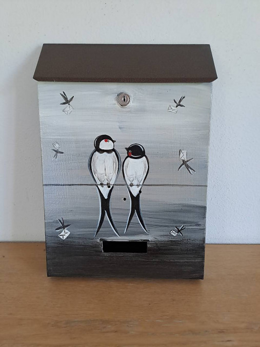 Nádoby - Poštová schránka - zaľúbené lastovičky - 15792664_