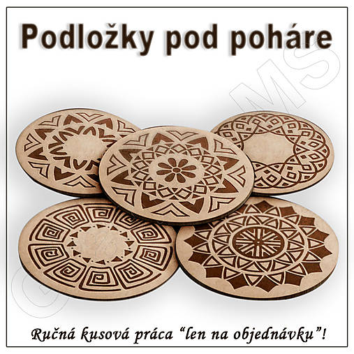 Príbory, varešky, pomôcky - Drevená podložka pod pohár - vzor B - 15791426_