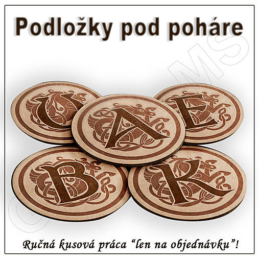 Príbory, varešky, pomôcky - Drevená podložka pod pohár - vzor C - 15791439_