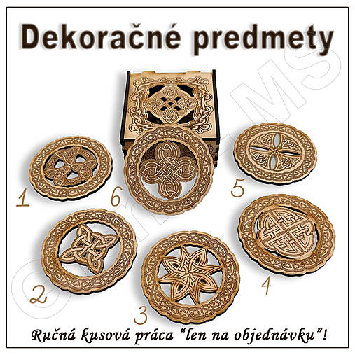 Príbory, varešky, pomôcky - Drevené podložky pod poháre s boxom - vzor A - 15791477_