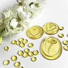 Suroviny - pečatný vosk/granulát, priehľadná zlatá (40 ks) - 15795637_