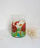 Dekorácie - Sklenená váza maľovaná poľné kvety - 15794845_