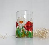 Dekorácie - Sklenená váza maľovaná poľné kvety - 15794846_