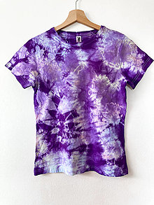 Topy, tričká, tielka - Batikované tričko - fialové (farebné) - 15794932_