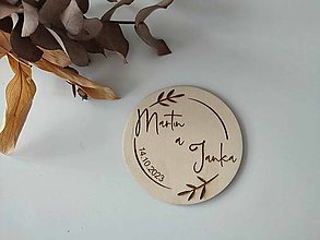 Darčeky pre svadobčanov - Drevené svadobné magnetky - kruh, konárik - 15795018_