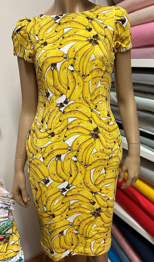 Šaty - teplákovina - banány