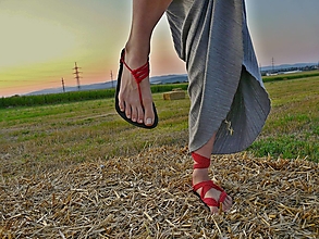 Ponožky, pančuchy, obuv - Barefoot sandále Červené - 15794912_