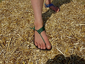 Ponožky, pančuchy, obuv - Barefoot sandále Zelené (Líščí úväz) - 15795813_