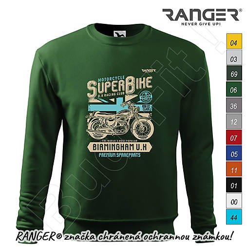 Mikiny - Mikina RANGER® - SUPER BIKE (Zelená) - 15794327_