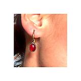 Náušnice - Bronze Red Glass Earrings / Filigránové náušnice červené  /N0023 - 15797446_