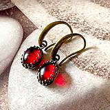 Náušnice - Bronze Red Glass Earrings / Filigránové náušnice červené  /N0023 - 15797448_