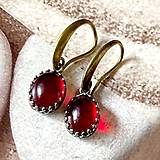 Náušnice - Bronze Red Glass Earrings / Filigránové náušnice červené  /N0023 - 15797451_