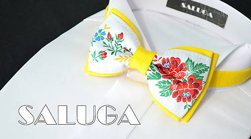 Pánske doplnky - Folklórny pánsky žltý motýlik - folkový - ľudový - 15797789_