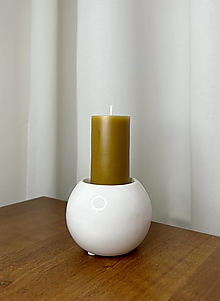 Sviečky - Dekoračná sviečka z včelieho vosku - valec M v natural žltej farbe - 15796862_