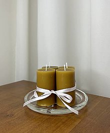 Sviečky - Adventná sada z včelieho vosku - valce "M" v natural žltej farbe - 15796886_