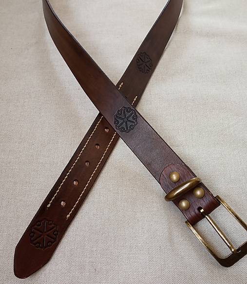 Pánske doplnky - Pánsky kožený opasok - Perún - 15796740_