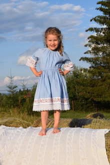 Detské oblečenie - Jedinečné šaty svetlomodré/cyklamenové - 15796965_