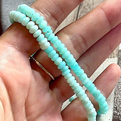 Minerály - Modrý opál Peru hladké rondelky polšnúra / 6mm - 15798760_