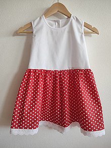Šaty - Dievčenské šaty - Biela bodka na červenom - 15798766_